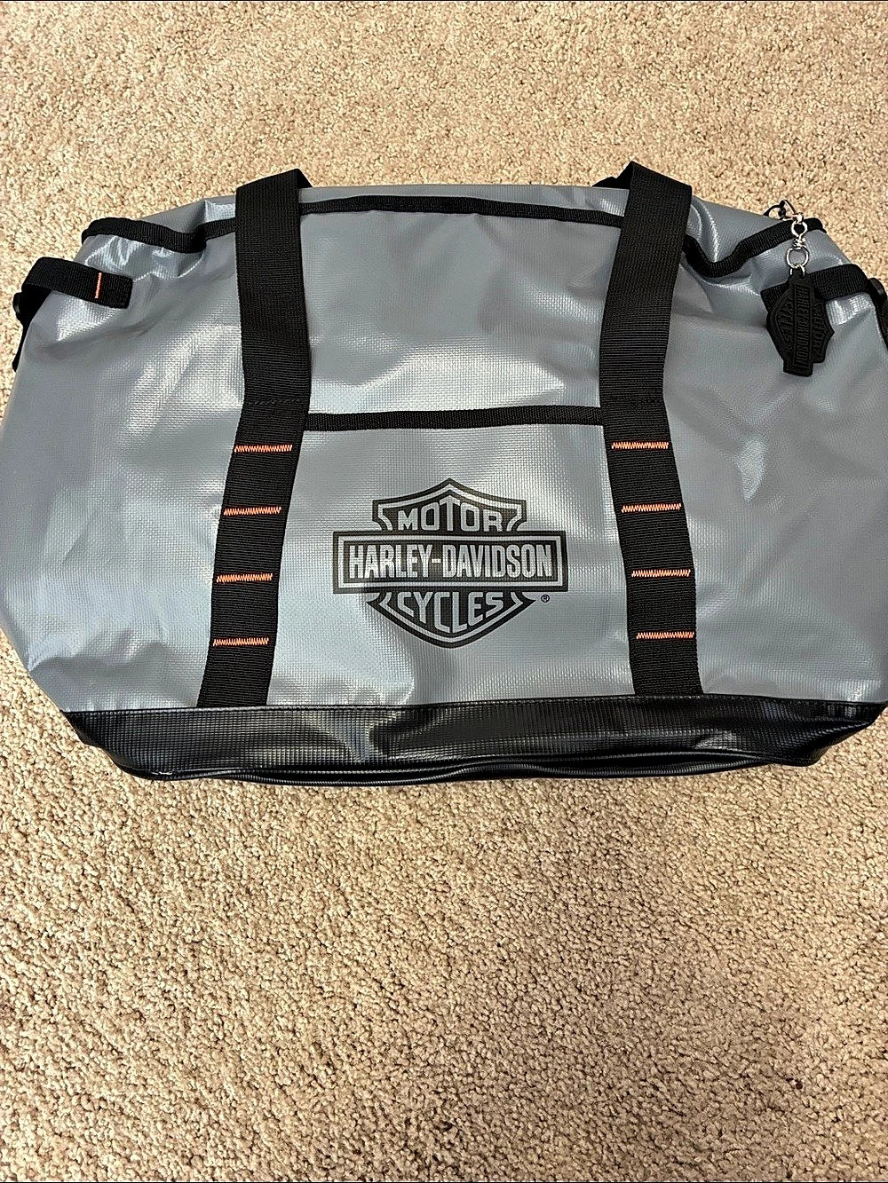 Harley-Davidson Deluxe Embroidered Duffle Bag Gray & Black NWT
